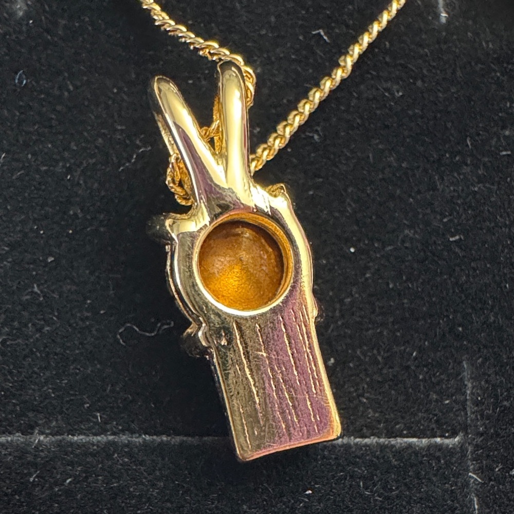 Vintage Givenchy Gold Plated Necklace with Crystal Pendant - Picture 4 of 5
